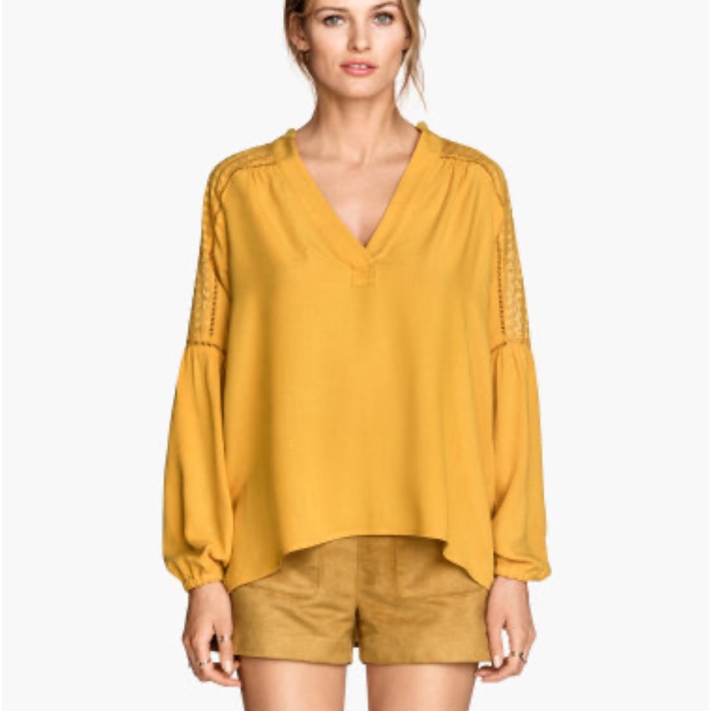 H&M Bright Yellow Boho Blouse - Size 4, Great Condition